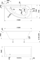 Акриловая ванна Creto Palermo 150x75 см 13-15075L L