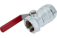 Шаровой кран Giacomini R250DS, 1&quot;, ВВ, ручка-рычаг красный, хромированный, со сливом R250SX005