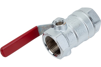 Шаровой кран Giacomini R250DS, 1", ВВ, ручка-рычаг красный, хромированный, со сливом R250SX005
