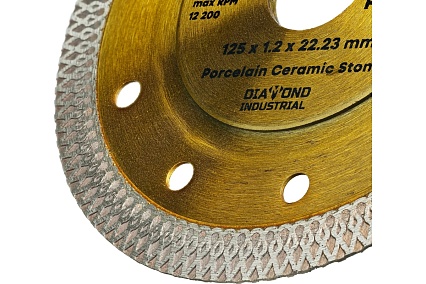 Диск алмазный по керамограниту ультратонкий X-тип SPIDER 125x10x1.2x22.23 мм Diamond Industrial DIDX125ST