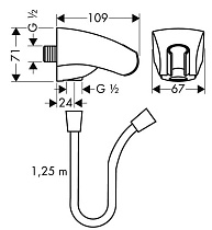 Держатель для душа Hansgrohe Porter E 27507000 со шлангом