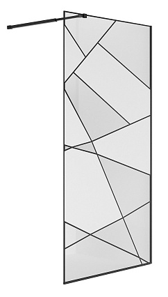 Душевая перегородка Niagara Nova NG-680-10BLACK 100x195 прозрачная с рисунком, профиль черный матовый
