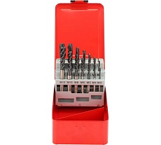 Набор машинных метчиков H-Tools M3-M12 HSSE-TiALN DIN371/376 + сверла 21пр 245054FHT