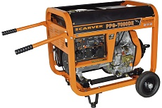 Генератор Carver PPG- 7000DE дизель LT-186FA, 5,0/5,5кВт, 220В, бак12.5л, э/старт, колеса, медь 01.020.00023