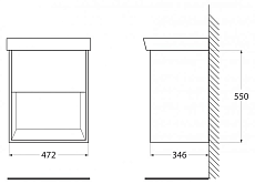 Тумба с раковиной BelBagno Neon 50 см, 1 ящик, Rovere Scuro