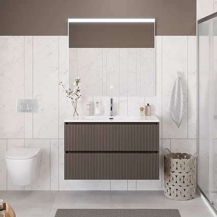 Тумба с раковиной BelBagno Uno 100 см Бежевый матовый
