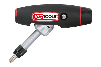 Отвертка для бит KS Tools с ручкой-трансформером, 1/4", в комплекте с 5 битами 911.2475