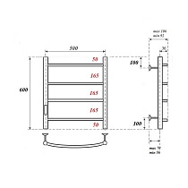 Полотенцесушитель электрический Point PN04756 П4 50x60 диммер слева, хром