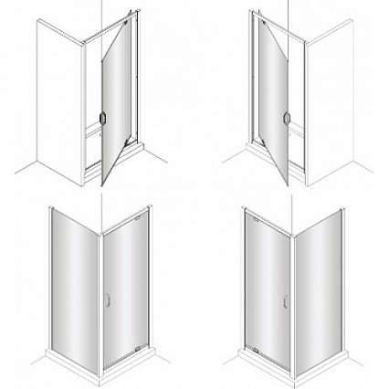 Душевая дверь Huppe X1 90x190 распашная серебро/прозрачная