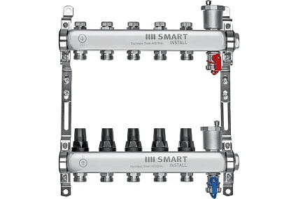 Комплект коллекторов Smart Install нерж. ст., с термостат. клапанами, 1x3/4-4 вых., 53134S