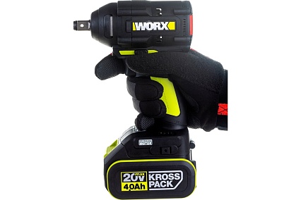 Аккумуляторный ударный бесщеточный гайковерт WORX Professional WU279.1 20В, 360Нм, 4Ач х2, ЗУ 6А, сумка WU279.1