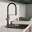 Смеситель для кухни Iddis Ikon IKNGMFFi05 фильтр, гибкий излив, графит