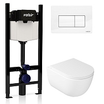 Подвесной унитаз с инсталляцией Valsir Winner S KIT VSWG 7334 Slim P1, 4в1, кнопка белый глянец