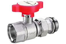 Шаровой кран под термометр FAR хром, 1&quot;ВР-американка с EPDM, красная ручка FS 3058 1R