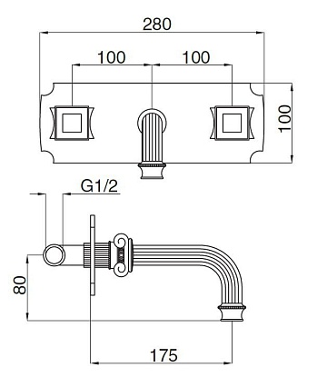 Смеситель для раковины Bugnatese Olimp OLIMP-BLS2-03/24-M золото