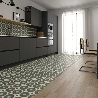 Керамогранит DNA Tiles Sync Circle Green 15x15 см, 125631