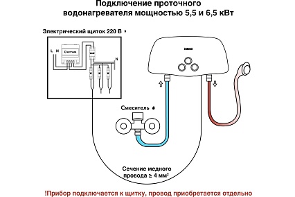 Проточный водонагреватель Zanussi 3-logic 5,5 TS душ+кран НС-1064836