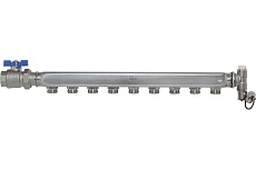 Распределительный коллектор ColSys IVR 871B 9 выходов, с шаровым краном, краном Маевского и дренажным клапаном 187111В09