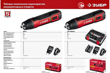 Аккумуляторная отвертка Зубр 3.6 В, в коробке ЗО-4