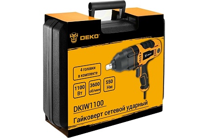 Сетевой ударный гайковерт Deko DKIW1100, 1100 Вт, 550 Нм 063-3004