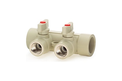 Коллектор с шаровыми кранами Lammin ppr вр 32x1/2x2 20/1 серый Lm31082215032G