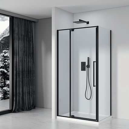 Душевой уголок Black&White Stellar Wind S818 BC 100x80 прозрачное стекло, черный профиль