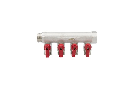 Коллектор VRT 3/4"x1/2", с отсечными кранами, 4 выхода 531863