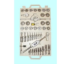 Вороток, плашкодержатель и по 20 метчиков и плашек м6-м24 CNIC в пласт. кейсе 45 позиций 23435