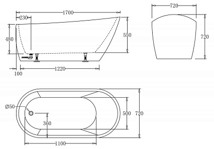 Акриловая ванна BelBagno BB62-1700 170x72 см