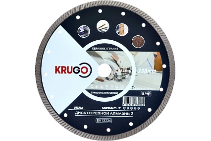Диск алмазный турбо ультратонкий 230x1.8x22.23x10 мм KRUGO RTT09A
