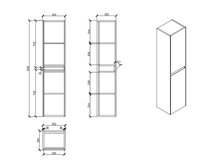 Шкаф пенал BelBagno Pietra 35 см, Stucco Cemento