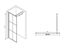 Душевая перегородка Abber Immer Offen AG62090B 90x200, черный