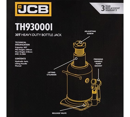 Бутылочный домкрат JCB 30 т, TH930001(58035) JCB-TH930001(58035)
