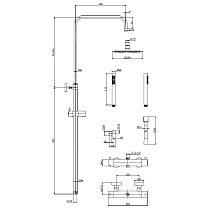 Душевая стойка AQUAme Siena AQM8006MB с термостатом, матовый черный