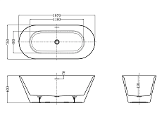 Акриловая ванна AQUAme AQM3501GW 167x75 см белый глянец