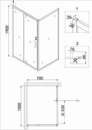 Душевая дверь Niagara Nova 100x190, прозрачное, хром NG-63-10A