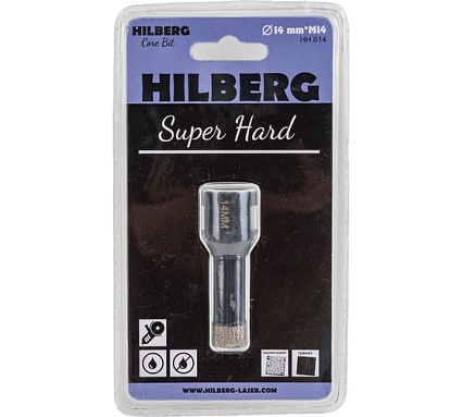 Коронка алмазная с воском по керамике и керамограниту Super Hard (14 мм; M14) Hilberg HH614
