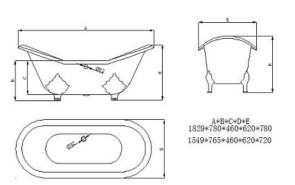 Чугунная ванна Sharking SW-1005A 183x78