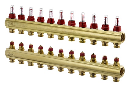 Коллекторы Danfoss FHF-11F с расходомерами для 11 контуров 088U0531