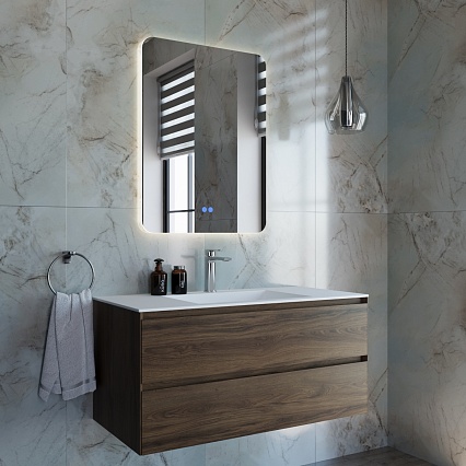 Тумба с раковиной Vincea Luka 100 см 2 ящика C.Oak