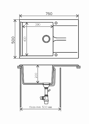 Кухонная мойка Polygran Gals-760 № 14 серый 76 см