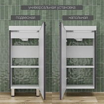 Тумба с раковиной Style Line Соло 40 см напольная, графит нубук