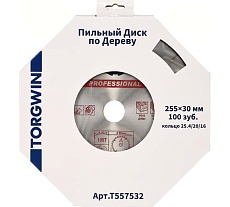Диск пильный по дереву 255х30 мм, 100Z TORGWIN T557532