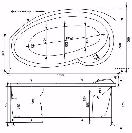 Акриловая ванна Aquanet Jersey 170x100 L/R