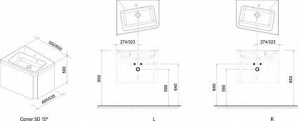 Мебель для ванной Ravak 10° 55 см L серый глянец