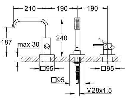 Смеситель на борт ванны Grohe Allure 19316000 с душем