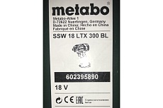 Аккумуляторный ударный гайковерт Metabo SSW 18 LTX 300 BL 602395890