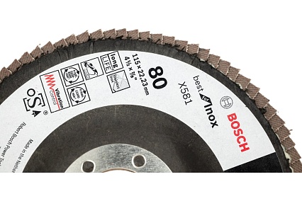Круг лепестковый Best for Inox для УШМ (115х22,2 мм; К80) Bosch 2608608265