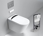Электронный подвесной унитаз-биде Timo ТЕ-751 с инсталляцией и хромированной кнопкой