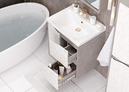 Мебель для ванной Onika Брендон 60 см бетон крем/светлый камень